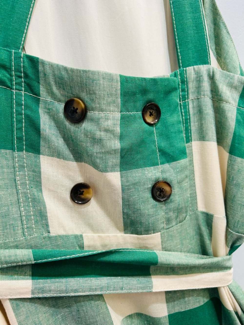 Anthropologie Maeve Greta Gingham Halter Midi Dress Green White Check NWOT 12 - Picture 9 of 16